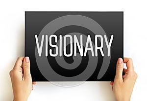 Visionary text on card, concept background