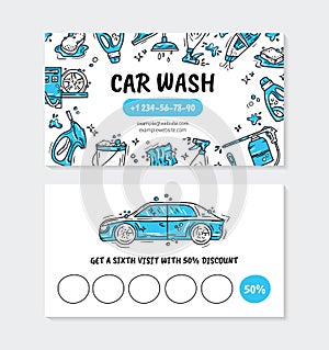 Visit card for printing for the car wash and auto detaling