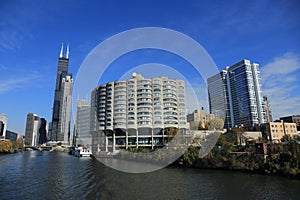 Visit the Chicago River in the fall to see the architecture and landscape on both sides of the river