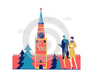 Visit Russia - colorful flat design style illustration