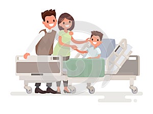 Visit of visitors to the patient to the hospital. Parents with s