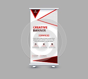 Roll Up Banner Design Template Red Advertisement Professional