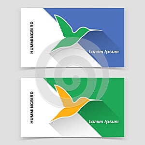 Visiting business card or web banner design with humming bird icon