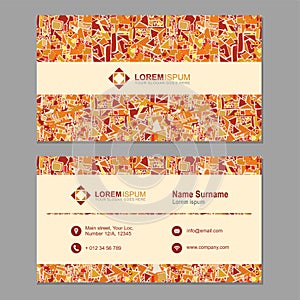 visiting card, business card with abstract polygonal pattern. vector corporate identity template with simple logo and design elem
