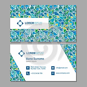 visiting card, business card with abstract polygonal pattern. vector corporate identity template with simple logo and design elem