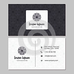 Visiting card and business card set with mandala design element