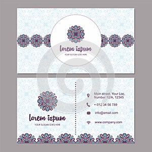 Visiting card and business cardset with mandala design element l