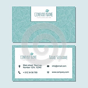 Visiting card businesscard template with cute hand drawn pattern