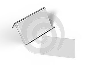 Visiting card holder with blank visiting cards. 3d render illustration.