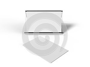 Visiting card holder with blank visiting cards. 3d render illustration.