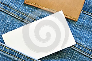 Visiting card in jeans pocket