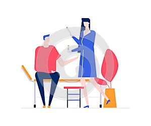 Visiting a doctor - colorful flat design style illustration