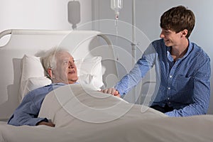Visiting grandfather in hospital