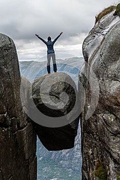 Visiting Norway Kjeragbolten located south of Lysefjorden