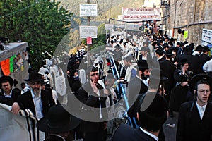 Visitors celebrate Lag B'Omer at Rebbe Shimon Bar Yochai tomb