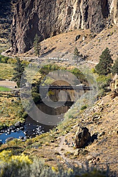 Visitors Cross Pedestrain Bridge