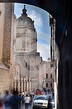 Visitors crowding Cathedral of Toledo Spain