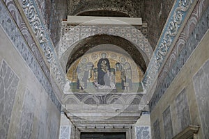 Visitors at the Hagia Sophia Grand Mosque. Formerly Hagia Sophia