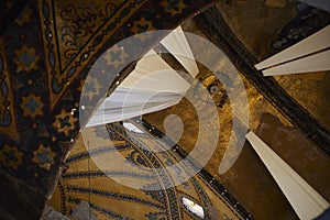 Visitors at the Hagia Sophia Grand Mosque. Formerly Hagia Sophia