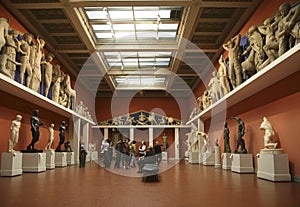 Visitors in the Olympic hall of the Pushkin Museum of Fine Arts,