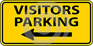 Visitors Parking Left Arrow Sign On White Background