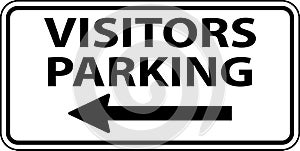 Visitors Parking Left Arrow Sign On White Background