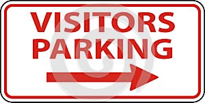Visitors Parking Right Arrow Sign On White Background