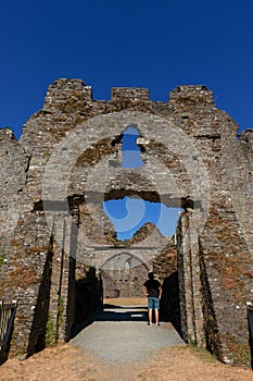 Visitors at Restormel castle