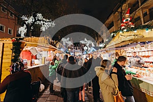 Visitors shopping happy admiring Christmas Market