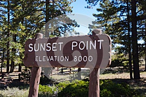 Sunset Point Sign Bryce Canyon Utah photo