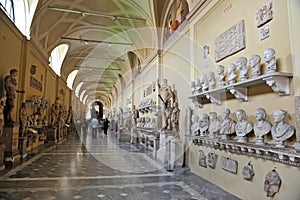 Visitors at the Vatican Museums in Rome Italy