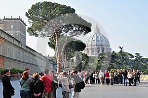 Visitors at the  Vatican Museums in the Vatican city in Rome Italy