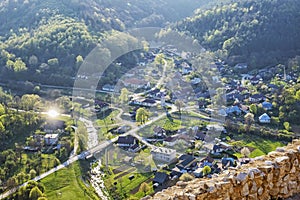 Obec Višňové od hradu Čachtice, Slovensko