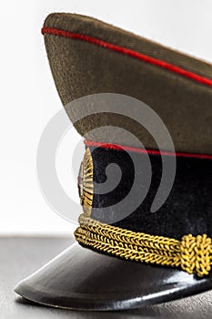 Visor military cap closeup