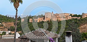 Vista de la Alhambra al anochecer desde el mirador de san Nicola photo