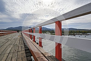 Old wooden bridge in Confluencia, Chile