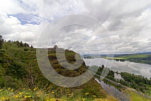 Vista House on Crown Point at Columbia River Gorge in Oregon