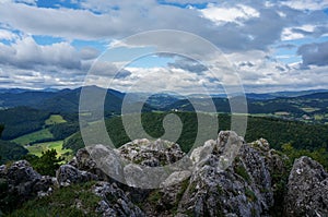 Vista Point: Scenic mountainview mount Peilstein in Austria. Dramatic cloud scenery.