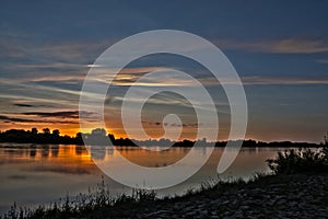 Vistula river and dramatic sky.