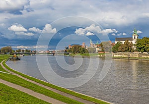 The Vistula river in Krakow, Poland