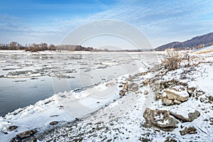Vistula river landscape in winter time photo