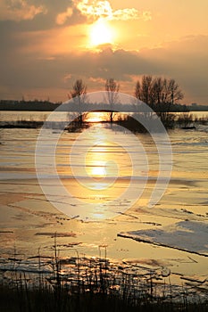 Vistula river in Poland - sunset. photo