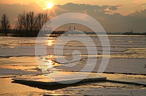 Vistula river in Poland - sunset. photo