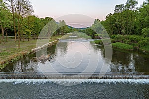 Vistula river in Ustron at dusk