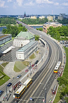 Vistula river with WZ bridge in Warsaw photo