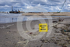 Vistula Spit canal building site on the Baltic Sea, Poland