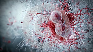 Cellular division and interaction microscopic environment digital art scientific visualization abstract viewpoint