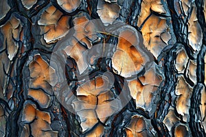 Visual a close up of the bark of a pine tree, high quality, high resolution