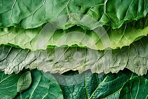 Visual a close up of a green leaf with several different layers