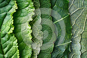 Visual a close up of a green leaf with several different layers